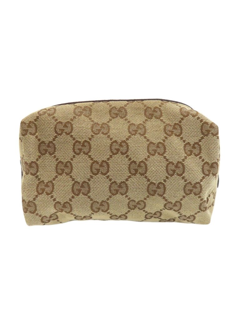 Gucci Gg Makeup Pouch Canvas Leather